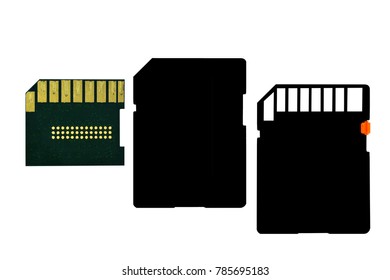 Broken Memory Card On White Background