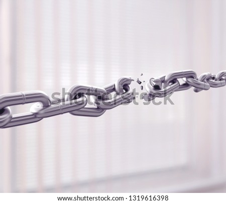 Broken metal chain on  background