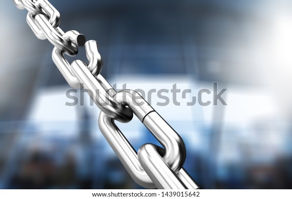 Broken metal chain on
background