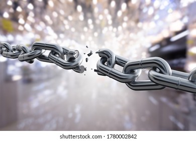 The broken metal chain bokeh background