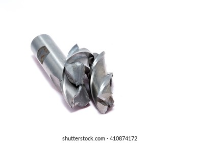 Broken Metal Mill Tools For Heavy Industry On White Background