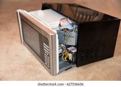 Broken Microwave Open Interior