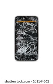Broken mobile smart phone isolated on white background