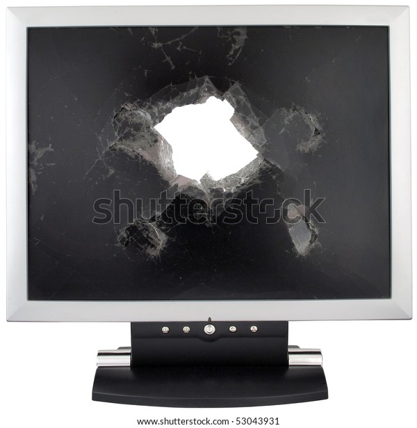 Broken Monitor Hole Middle Stock Photo (Edit Now) 53043931