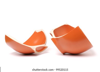 Broken Orange Plate Isolated On White Background