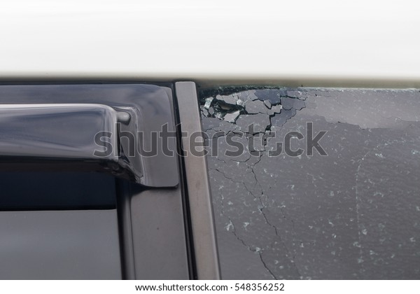 broken passenger window
car