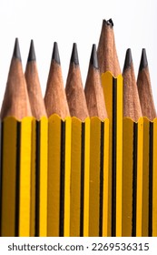 Broken Pencil Among a Row of Perfectly Sharpened Ones