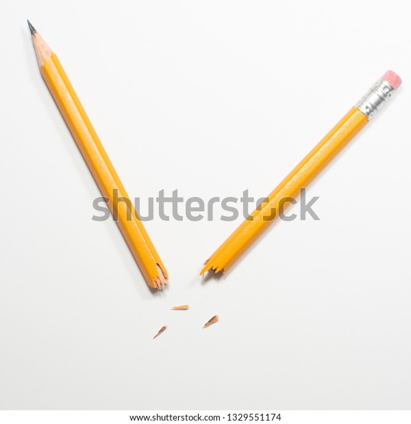 Broken Pencil Lying On Plain White Stock Photo 1329551174 | Shutterstock