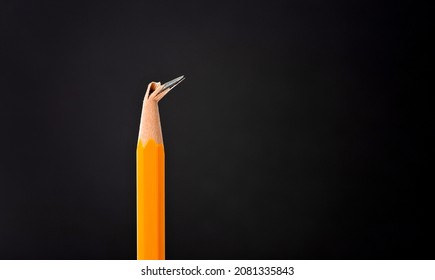 Broken Pencil Tip On Black Background.