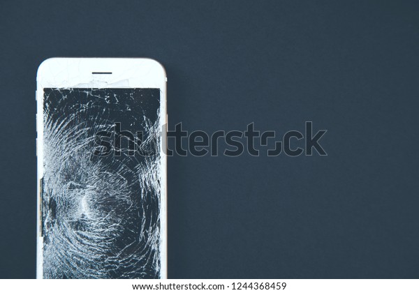 Broken Phone On Black Background Stock Photo (Edit Now) 1244368459