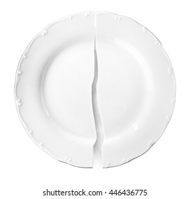 Broken Plate Isolated On White Background