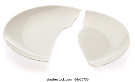 Broken Plate Isolated On A White Background