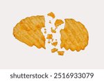 Broken potato chips isolated on white background