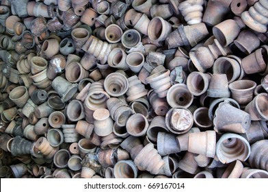 Broken Pots Inside An Old Kiln