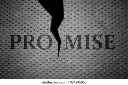 Broken Promise Text On Metal Rivet Background