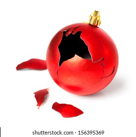 broken red christmas ball