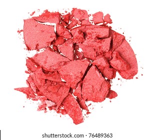 Broken Red Eye Shadow, Isolated On White Macro