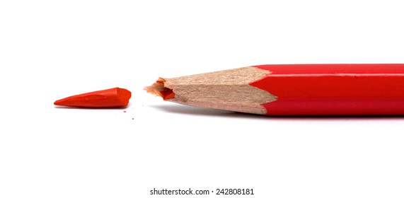 Broken Red Pencil On A White Background