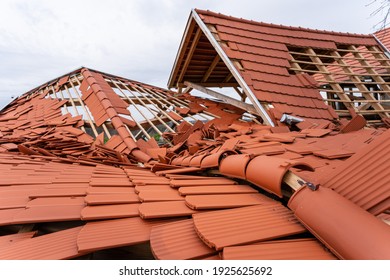 Broken roof after a storm