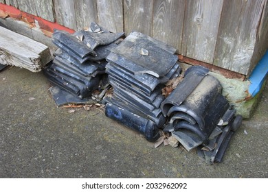 Broken Roof Tiles Piled Up