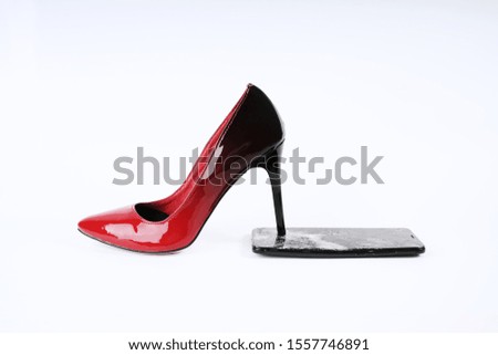         broken screen phone heel shoes                       