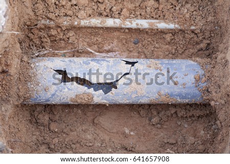 Broken sewer pipe