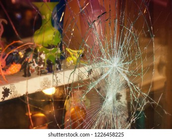 Broken Shop Window With Color Background