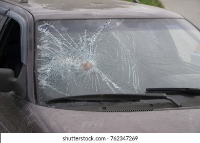 Broken Side Window In A Car.