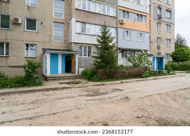 Broken sidewalks. Background with selective focus and copy space for text