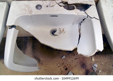 Broken Sink In Abandoned Factory 