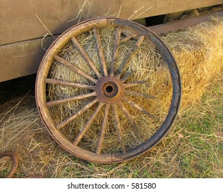 Broken Stagecoach Wheel, Landscape View (Centered)