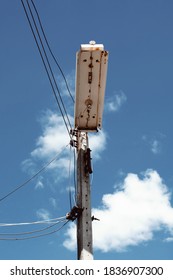 Broken Street Light Pole At Thailand.