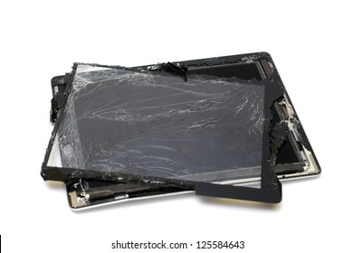 Broken Tablet On A White Background