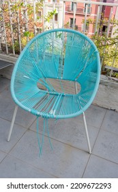 Broken Terrace Chair To Be Renewed. Blue Color