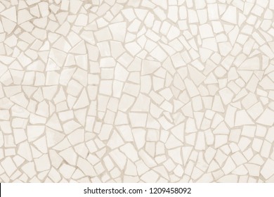 Broken tiles mosaic seamless pattern. Cream and Brown the tile wall high resolution real photo or brick seamless and texture interior background.