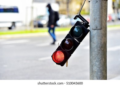 Broken Traffic Lights Pole Changing Colors