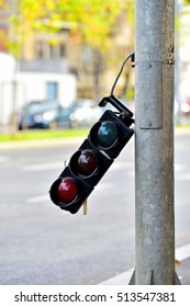 Broken Traffic Lights Pole Changing Colors