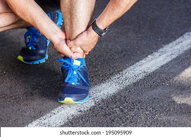 Broken twisted ankle - running sport injury.