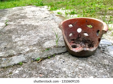 Broken Vase On Cement Floor Ground