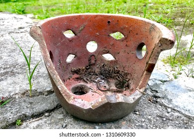 Broken Vase On Cement Floor Ground