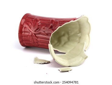 Broken Vase On White Background