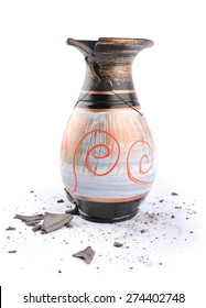Broken vase on a white background