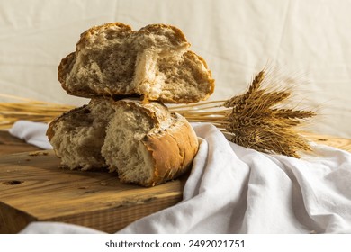 broken white bread and wheat