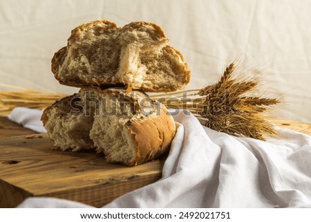 broken white bread and wheat