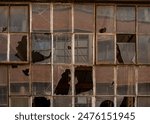 Broken windows of an abandoned factory, lost place