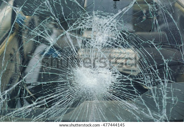 Broken windshield in car
accident