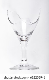 Broken Wine Glass For Wine On A White Background