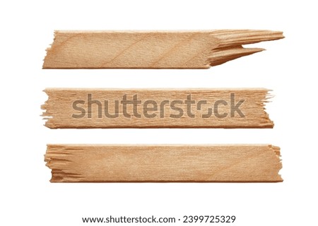 Broken wooden ice cream sticks on white background with clipping path