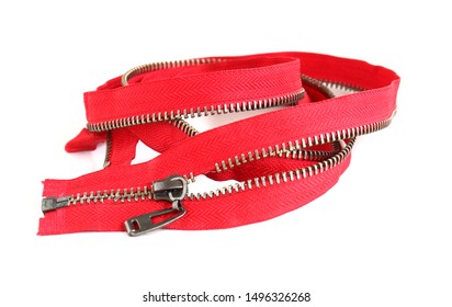 Broken Zipper On White Background