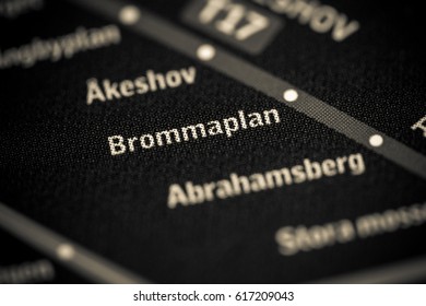 Brommaplan Station. Stockholm Metro Map.